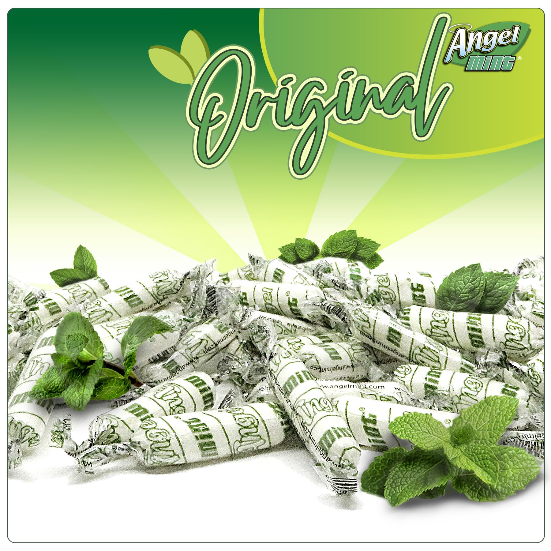 Original Angel Mint 3 lbs Bag - Individually Wrapped Mint Candies | Old Fashioned Hard Candy | Pure, Natural, Fat Free, Gluten Free, Vegan Treats | Perfect for Parties, Office Snacks & Gift Baskets