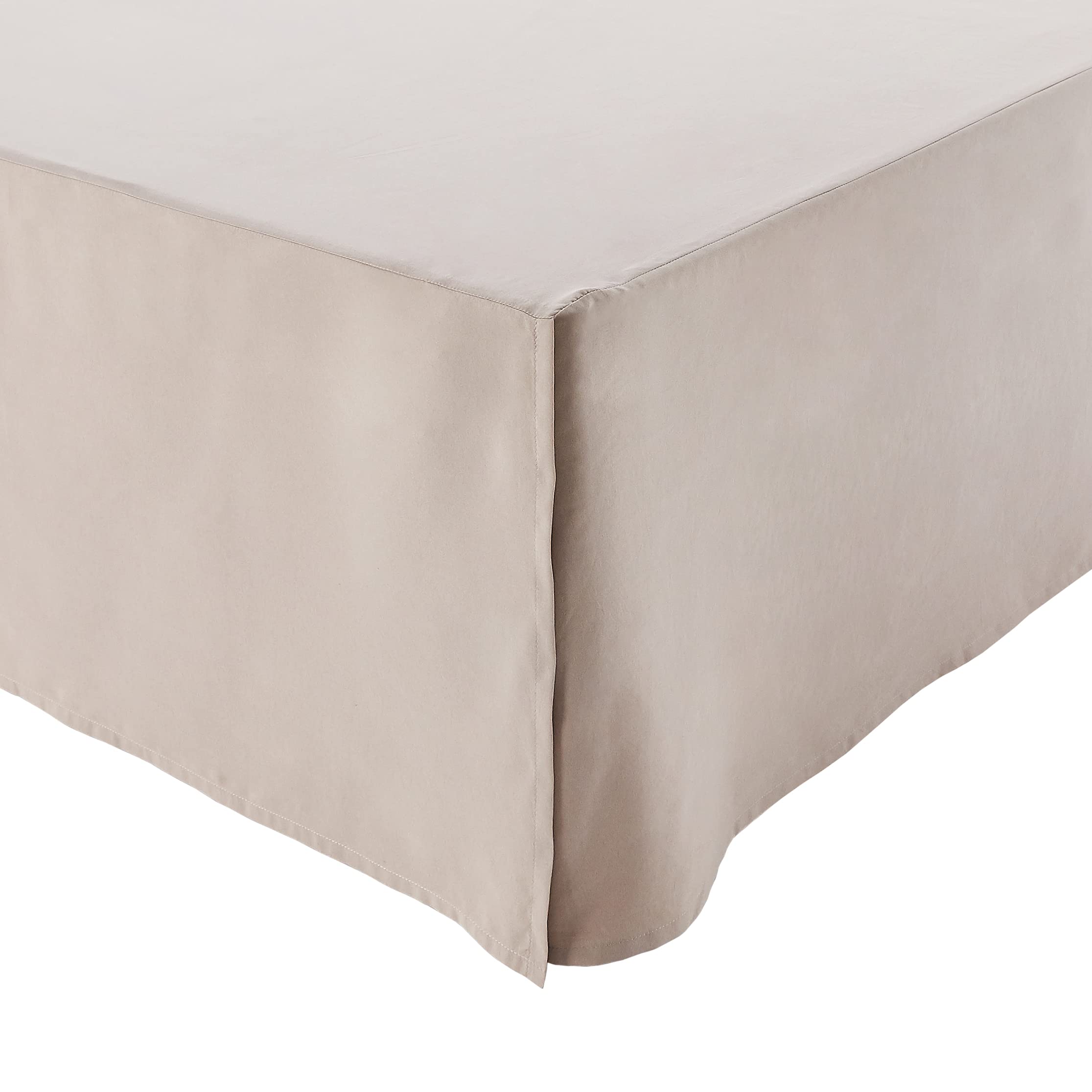 Amazon Basics Lightweight Pleated Bed Skirt - Twin Size, Taupe Color, Fitted Dust Ruffle for Bedroom Decor & Mattress Protection