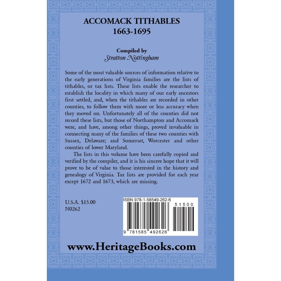 Accomack Virginia Tithables Records 1663-1695 | Historical Genealogy Research for Ancestry & Family History
