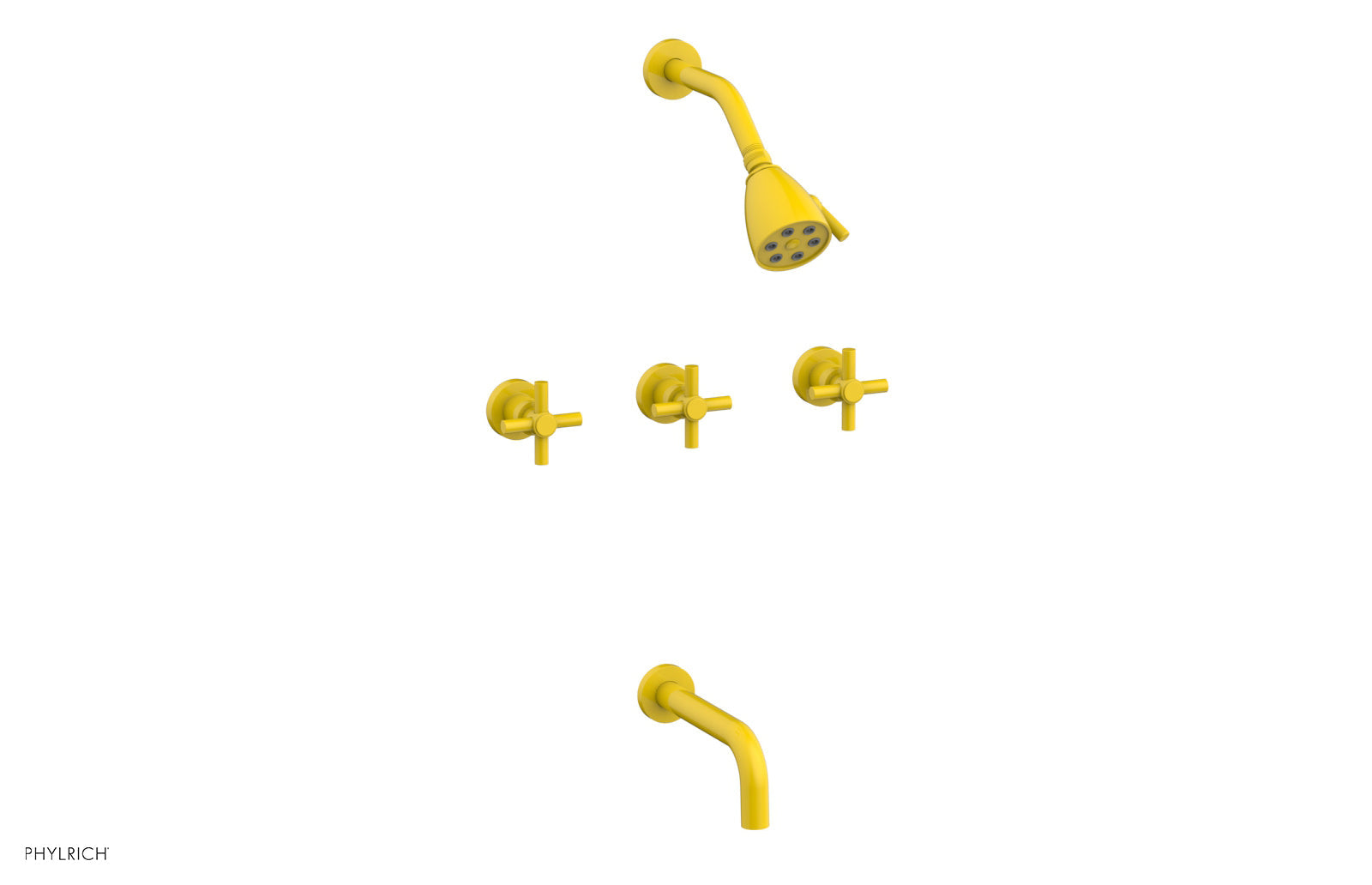 D2134 Basic Three Handle Tub and Shower Faucet Set - 7 1/2 Inch Spout with Tubular Cross Handles - Perfect for Bathroom Renovation and Home Upgrade