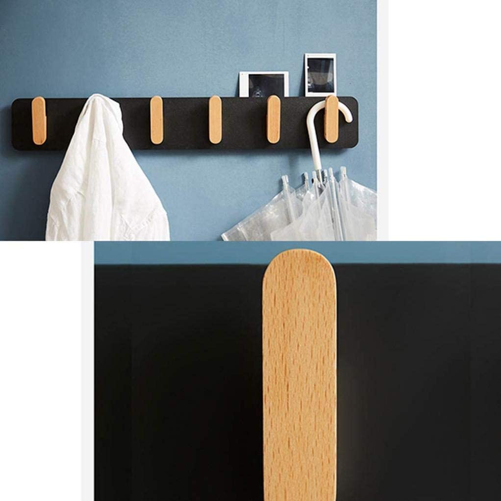 Rustic Wooden Coat Hook Rail - Wall Mounted Coat Rack with 6 Metal Hooks & Shelf - White & Black - Perfect for Entryway, Mudroom, Bedroom, or Bathroom Organization