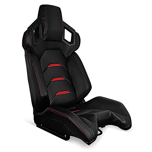 Passenger Side+Black with Red Stitch Red Stripe