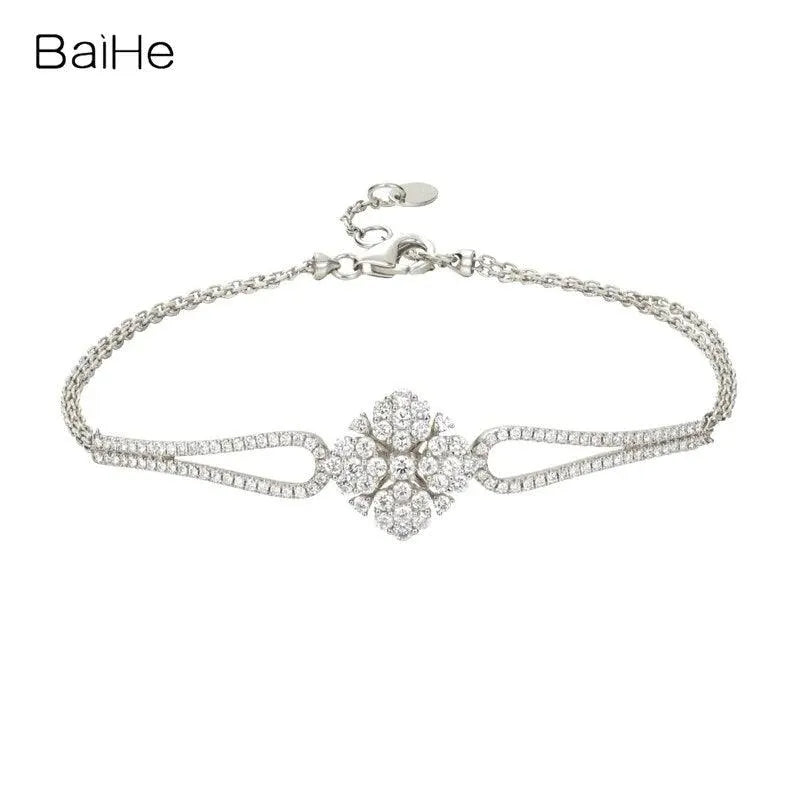 18K Rose Gold Snowflake Diamond Bracelet for Women - Solid H/SI Natural Diamond Wedding Jewelry - Elegant Gift for Anniversary, Valentine's Day & Special Occasions