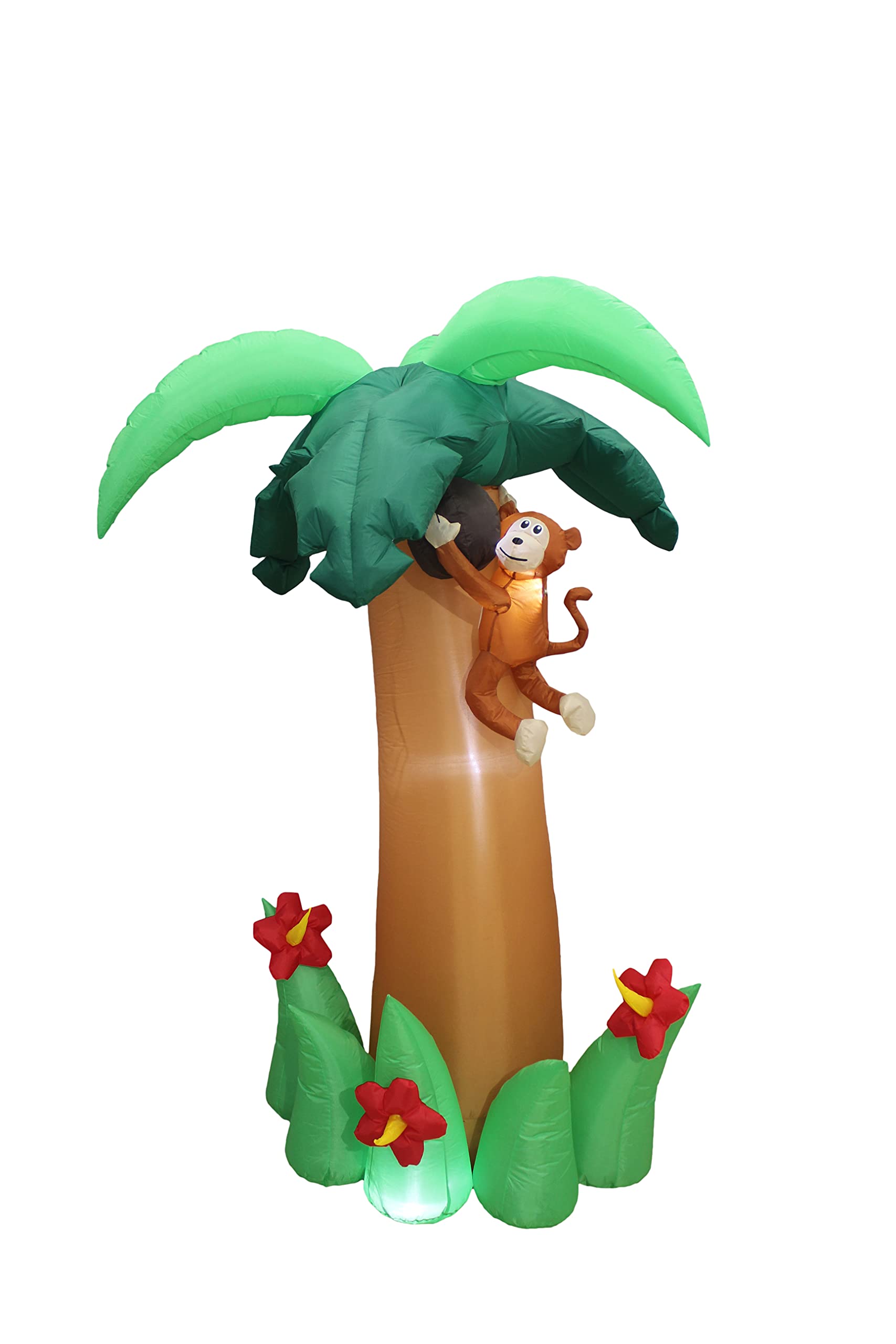 6 Foot Tall Inflatable Pink Flamingo & Palm Tree with Monkey - Summer Party Decorations Bundle for Pool Party, Beach Theme, Luau, Backyard BBQ & Tropical Events