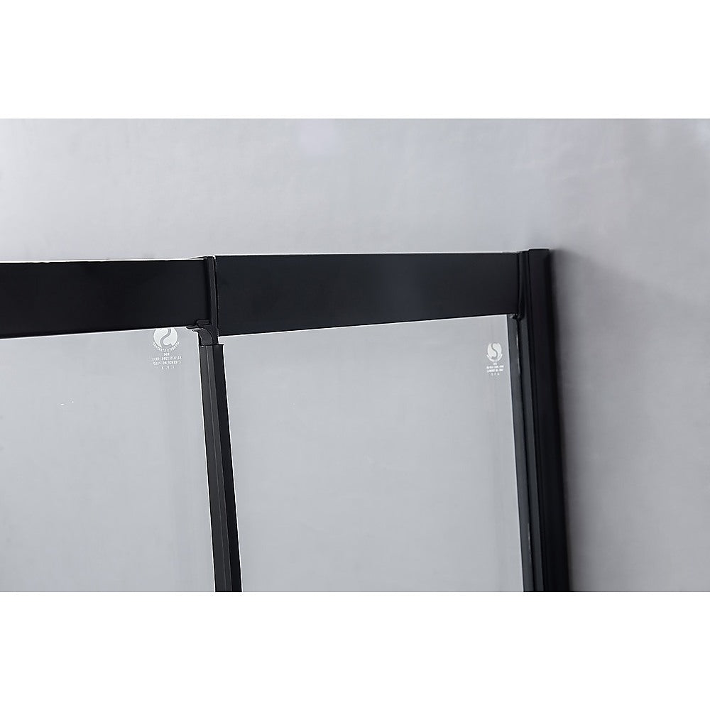 1400mm - 1600mm Black Sliding Door Safety Glass Shower Screen by Della Francesca | Modern Bathroom Enclosure for Walk-in Showers & Spa Bathrooms