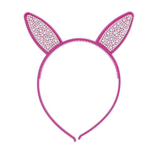 Bunny Ears Headband With Pearls and Rhinestones - Purple Elegant Hair Accessory for Women Girls Bridal Party Costume Cosplay