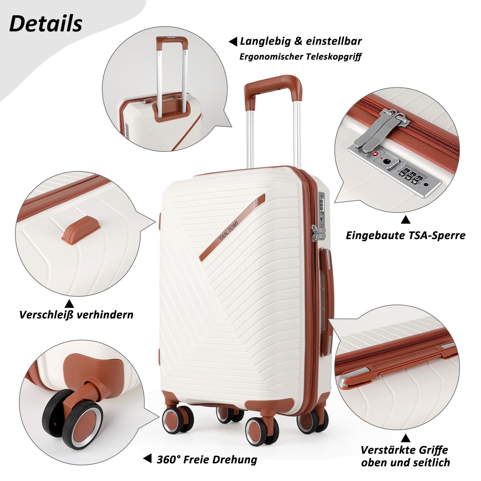 TAN.TOMI 3-Piece Hardshell Luggage Set with TSA Lock, Spinner Wheels & Lightweight Design - Perfect for Travel, Business Trips & Vacations