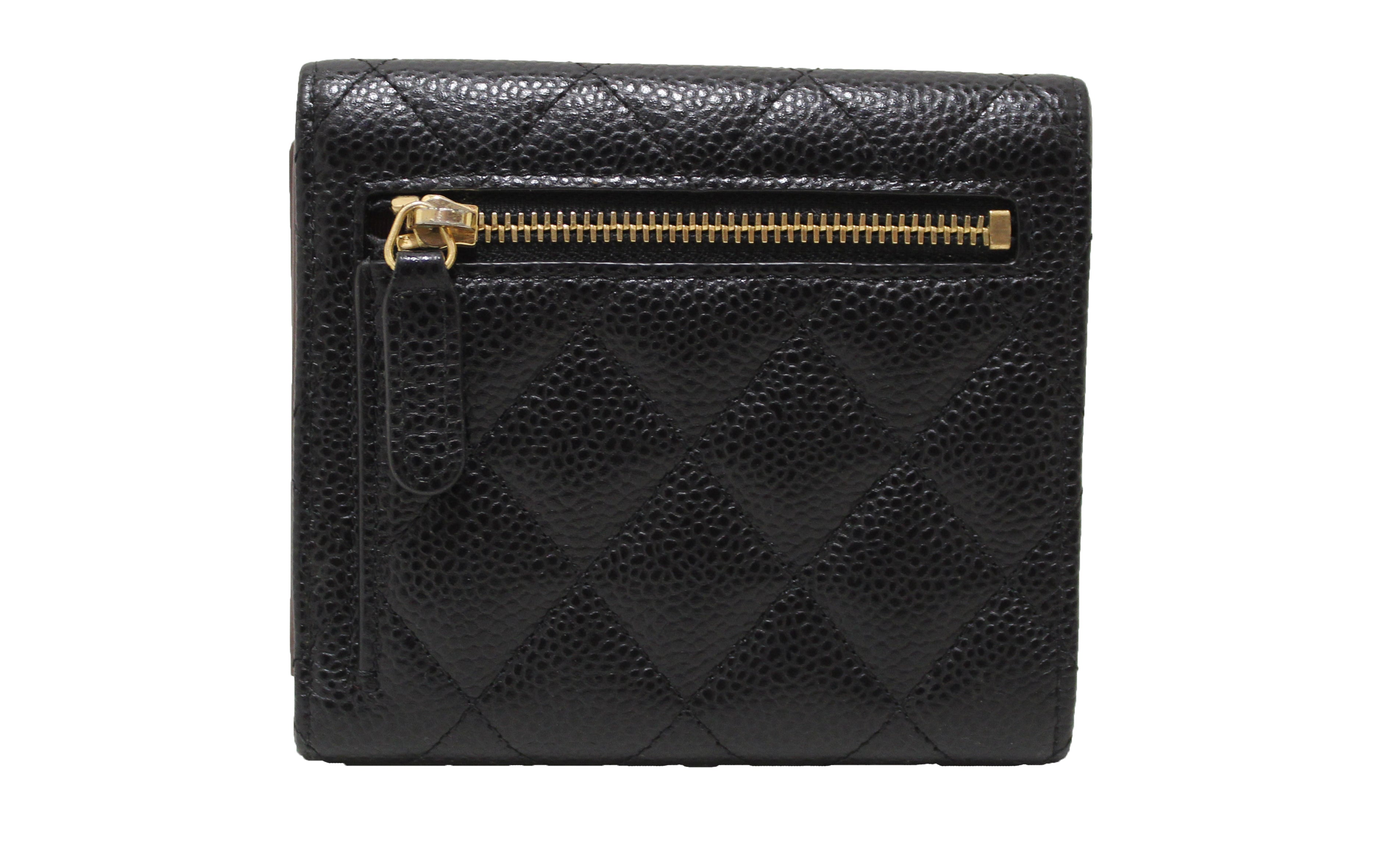 Authentic Chanel Black Quilted Caviar Leather Classic Small Flap Wallet for Women | Luxury Designer Handbag Accessory | Perfect for Evening Events, Date Nights & Special Occasions