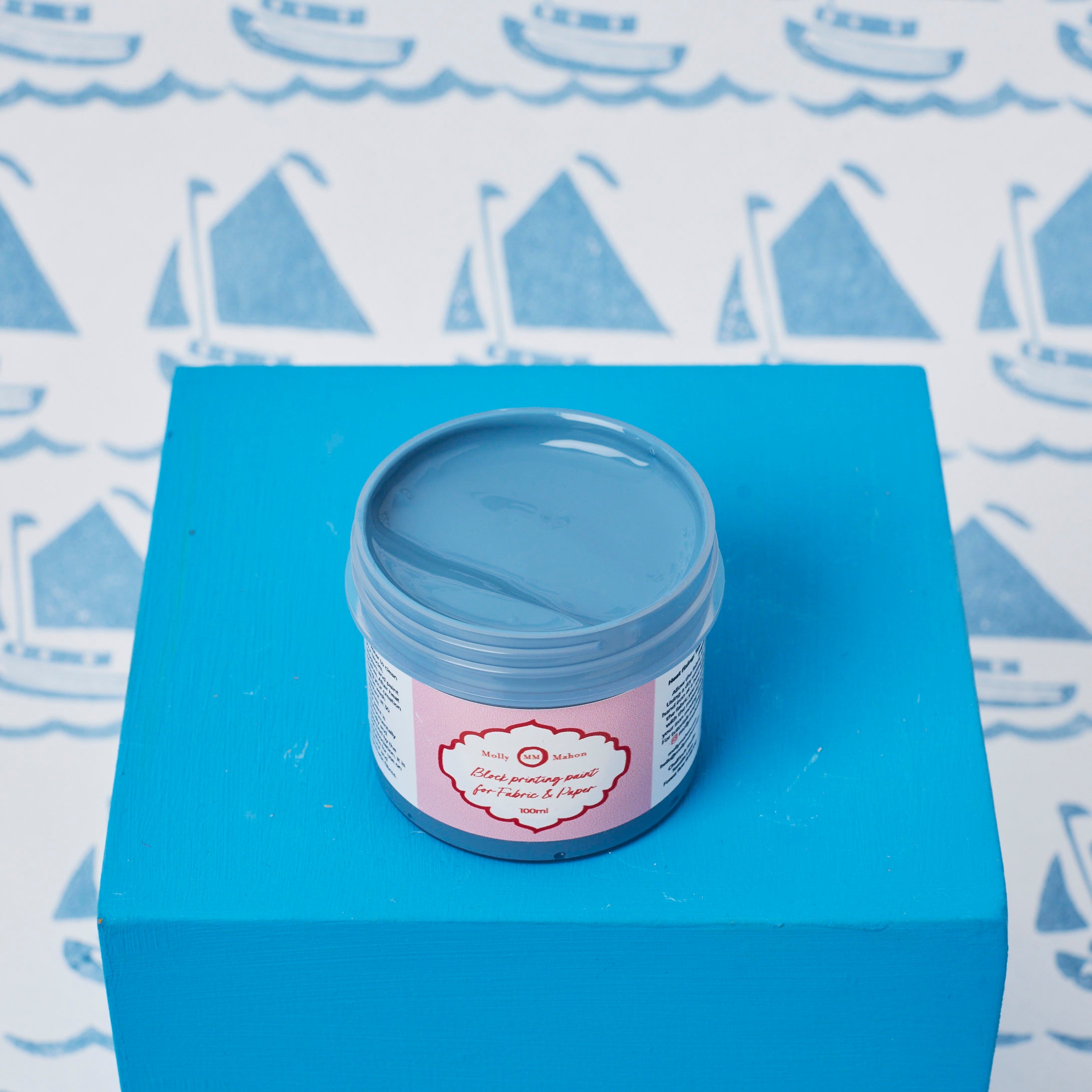 Block Printing Paint Mid Blue - Premium Fabric & Textile Dye for DIY Crafts, Home Decor, and Art Projects | Perfect for Batik, Screen Printing, and Handmade Gifts