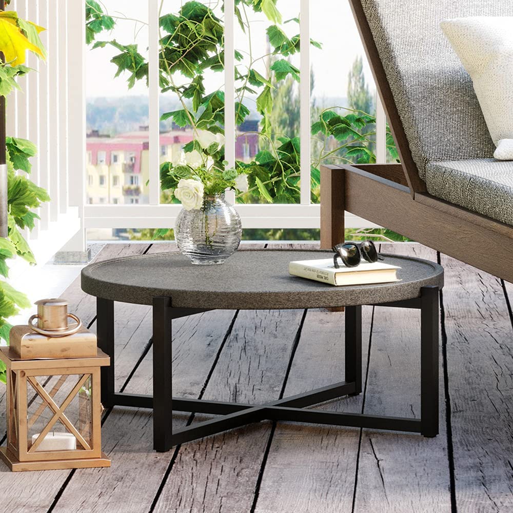 Modern Round End Table with Removable Tray - Nightstand, Side Table & Accent Piece for Living Room, Bedroom, Office or Balcony | Stylish Home Decor for Small Spaces & Coffee Table Use