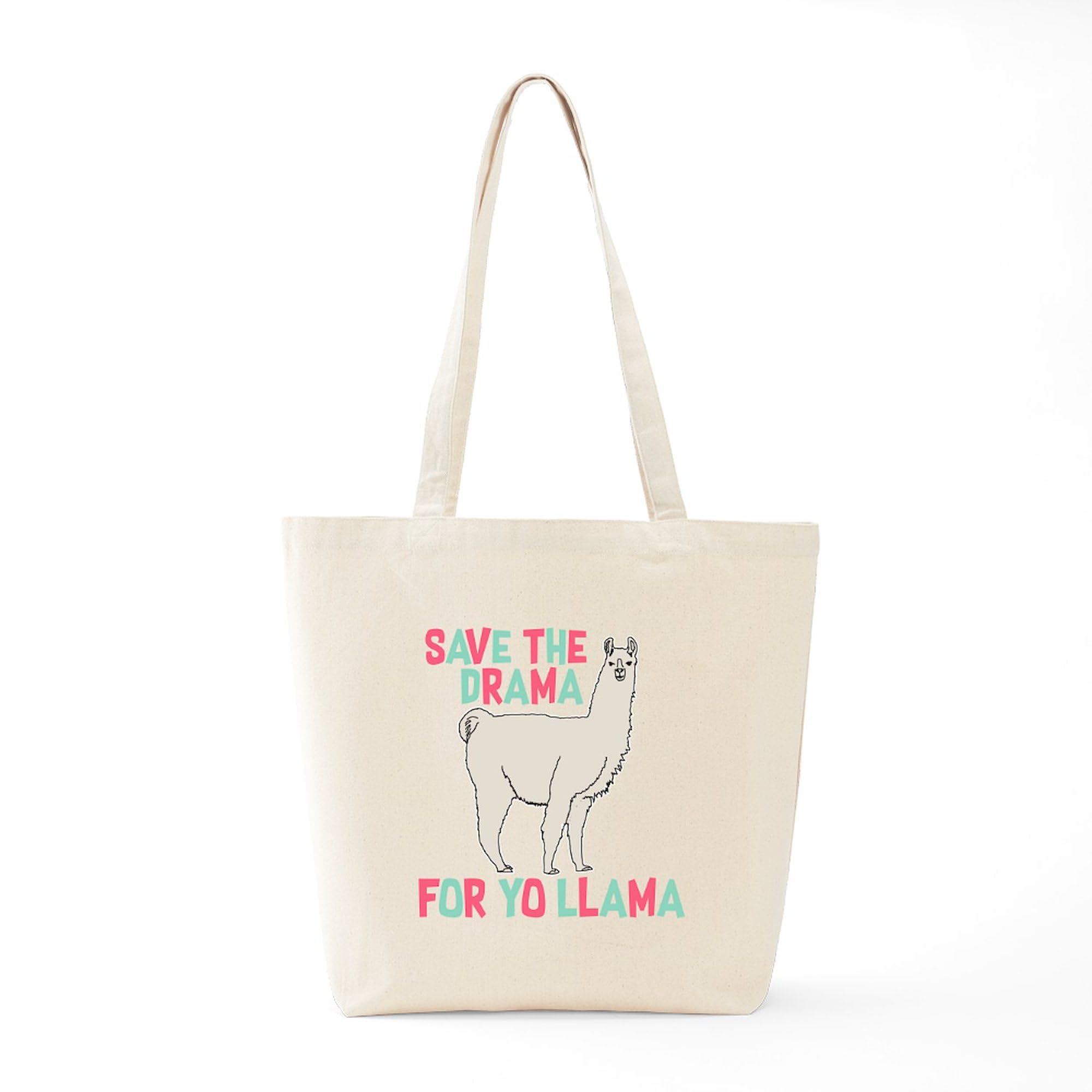 Save The Drama For Yo Llama - Natural Canvas Reusable Tote Bag for Grocery Shopping, Beach & Work - Eco-Friendly Cotton Shopping Bag