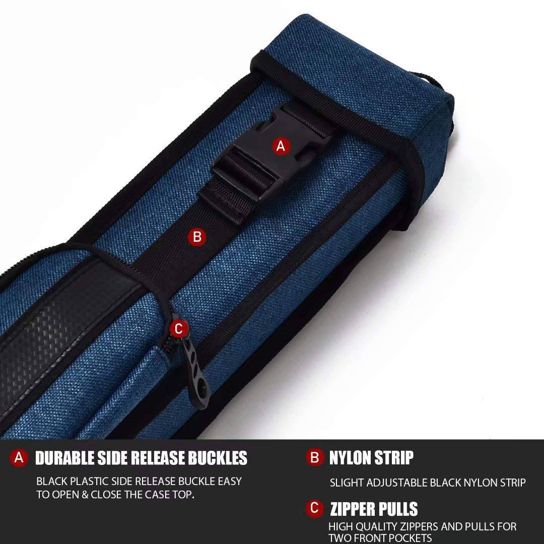 Collapsar 2X2 Pool Cue Hard Case - Durable Nylon/Leatherette Billiard Stick Carrying Case for Secure Storage & Travel
