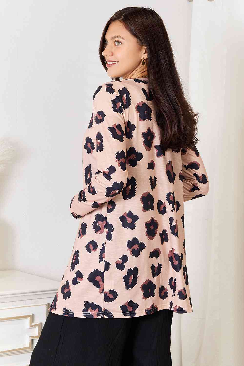 Women's Animal Print Button Front Longline Cardigan - Cozy Open Front Sweater for Fall & Winter, Perfect for Casual Outfits, Office Wear & Layering