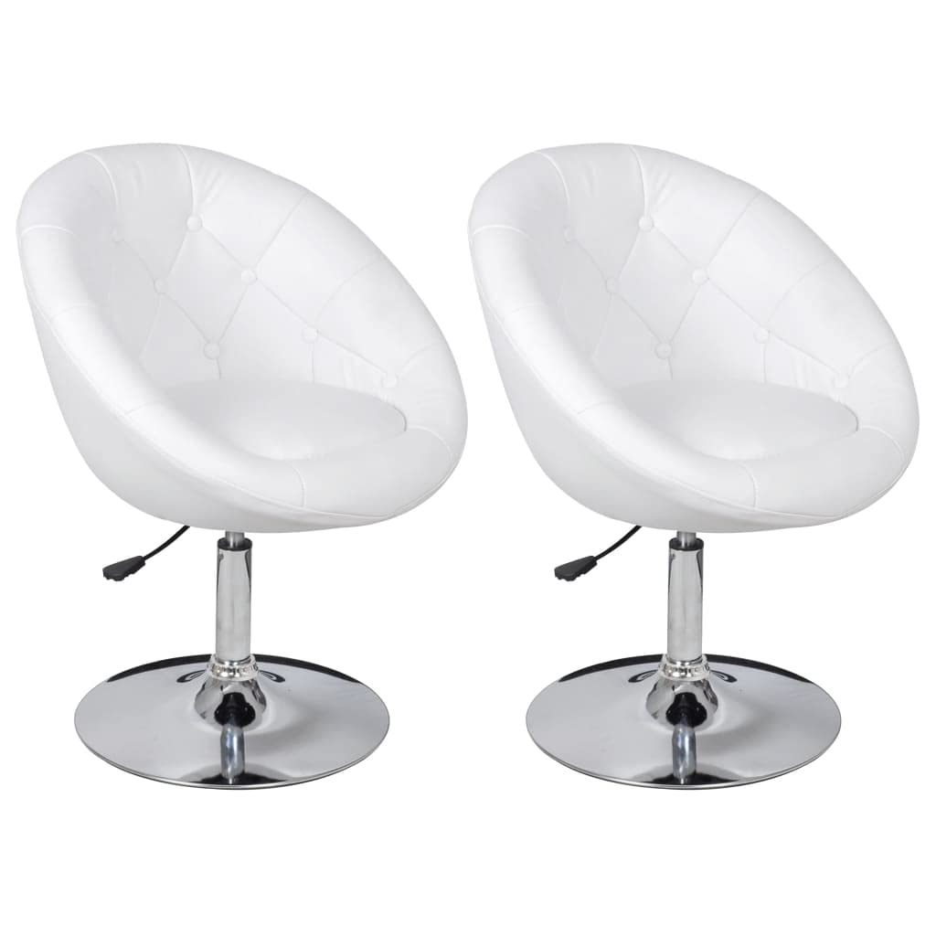 SKM White Faux Leather Bar Stools Set of 2 - Modern Kitchen Counter Height Stools for Dining Room, Bar, or Breakfast Nook (Model 5691)