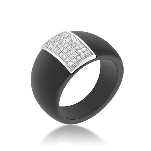 Elegant Black Ceramic Cocktail Ring for Women - Vintage Statement Jewelry - Perfect for Parties, Weddings & Evening Events