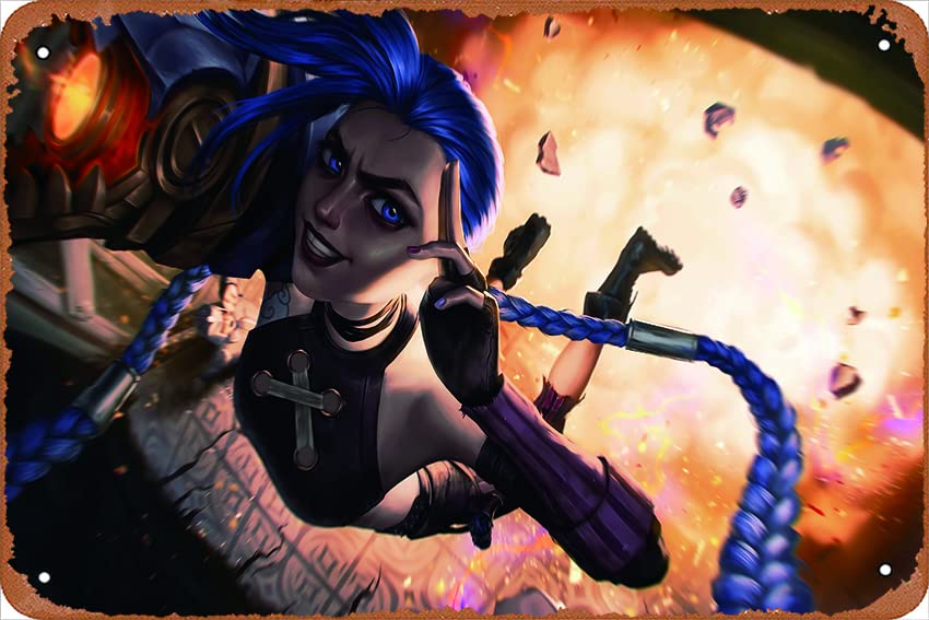 Arcane Jinx Fan Art Metal Tin Sign - 8x12 Inch Wall Decor for TV Shows & Gaming Room - Perfect for Home, Office, or Man Cave Decoration