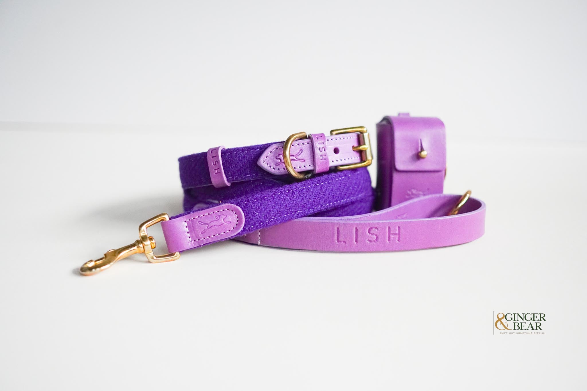 LISH Ada Violet Purple Harris Tweed Dog Collar - Premium Handmade Adjustable Pet Collar for Small Medium Dogs - Perfect for Walks, Training & Fashion Accessories