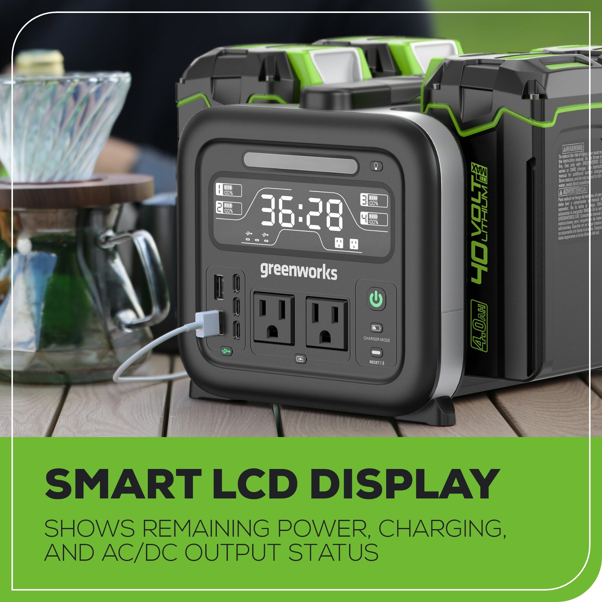 40V 500W Portable Power Station with 4 Slots, 4 x 4.0Ah Batteries & Built-in Charger - Perfect for Camping, Outdoor Adventures & Emergency Power Backup