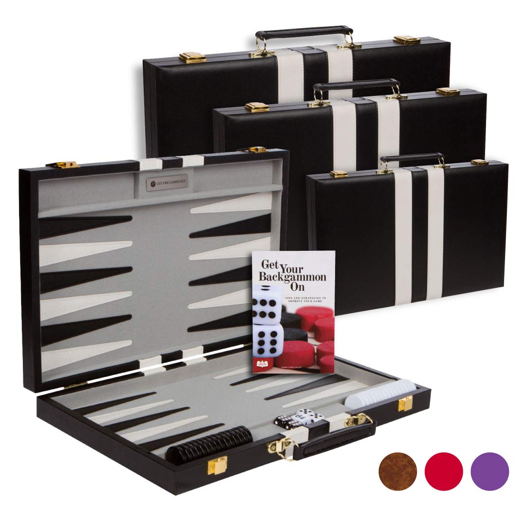 Premium Travel Backgammon Set - Compact Classic Board Game with Strategy Guide - Perfect for Camping, Road Trips & Family Game Nights (Black, Small)