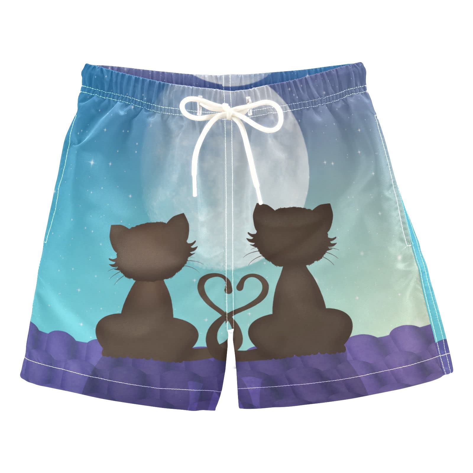 Boys' Quick-Dry Swim Trunks with Cute Cat Design - Toddler Bathing Suits for Kids 2-8 Years | Perfect for Pool, Beach & Summer Water Play