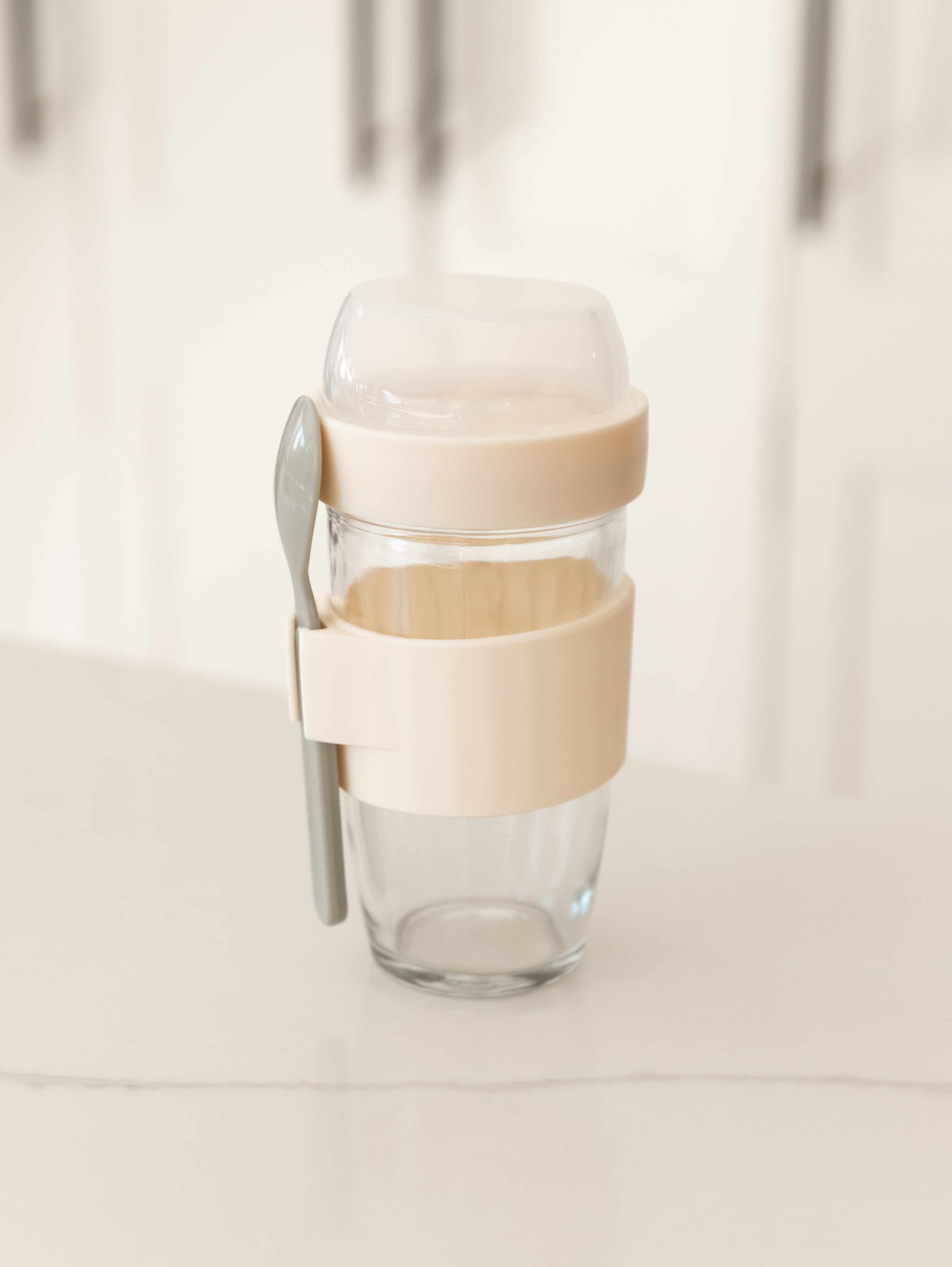 Portable Travel Jar with Spoon and Compartment - Perfect for Snacks, Salads & On-the-Go Meals