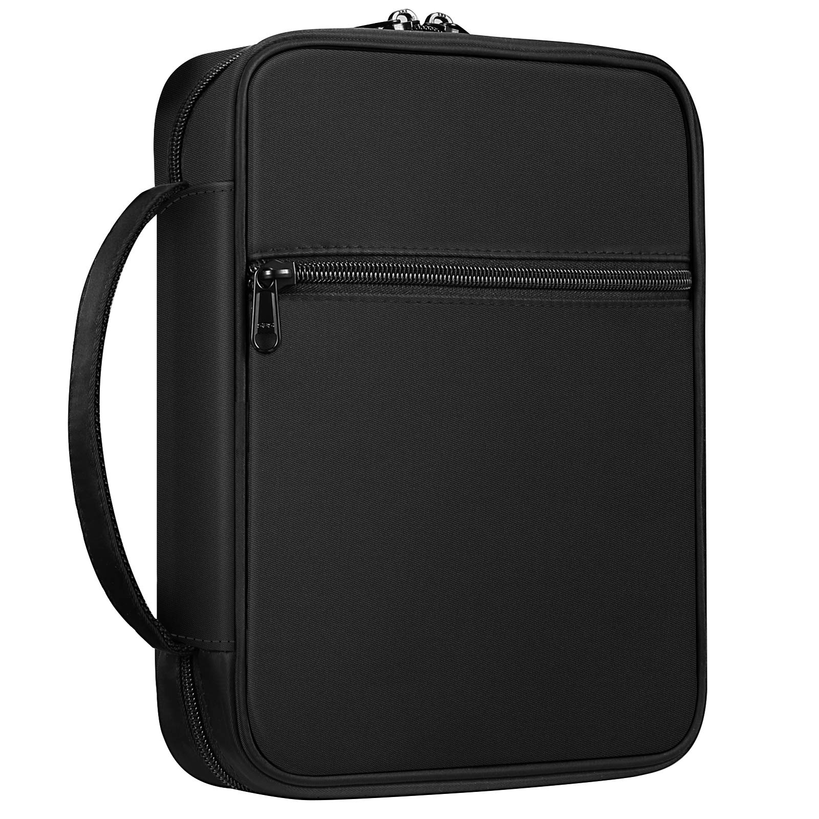 FINPAC Bible Cover with Handle & Zippered Pocket - Durable Protective Book Case for Church, Travel & Daily Use - Perfect Religious Gift for Women, Men & Mothers (Black) - Ideal for Bible Study, Worship Services & Commuting