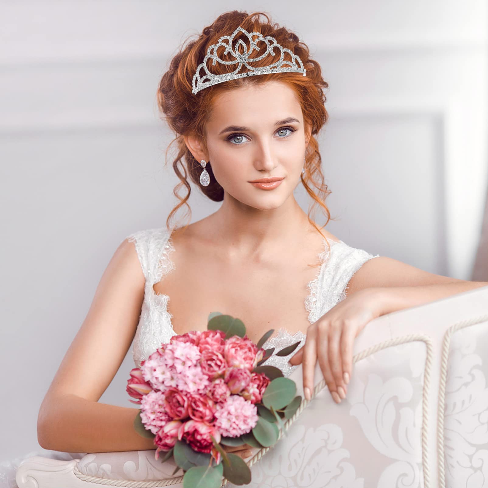 2pcs Rhinestone Bridal Crown Headband - Sparkling Wedding Tiara for Bride & Bridesmaids, Perfect for Wedding Ceremony, Reception & Bachelorette Party