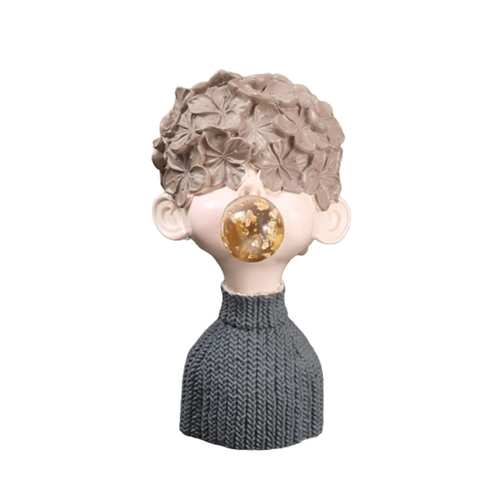 Nordic Style Boys Decorations - Minimalist Art Ornaments for Living Room, Bookshelf & Wine Cabinet - Small Gray Home Decor Sculpture - Perfect for Modern & Scandinavian Interior Design