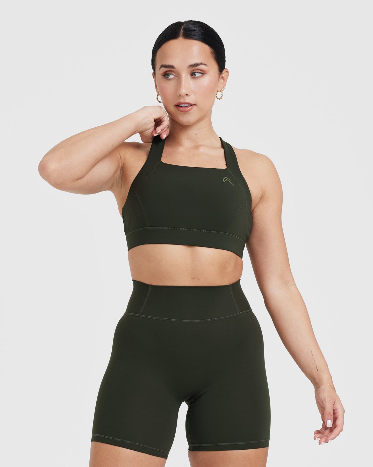 Timeless Wide Strap Sports Bra for Women - High Support Workout Top in Khaki | Yoga, Running, Gym & Activewear