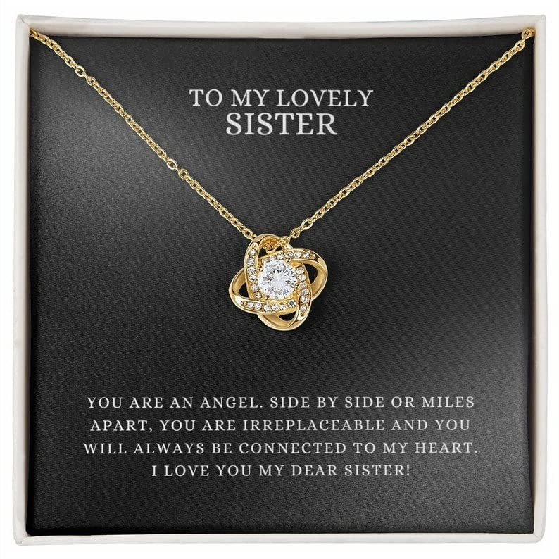 Sister Love Knot Necklace - Personalized Jewelry Gift for Sister, Birthday, Christmas & Special Occasions - Sterling Silver Pendant Set for Women - Perfect for Anniversaries, Graduation & Sister Appreciation