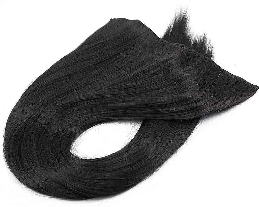 RAJ KUMAR & CO 24 Inch Black Straight Synthetic Hair Wig - Soft Silky Long Clip-in Hair Extensions for Everyday Wear & Special Occasions