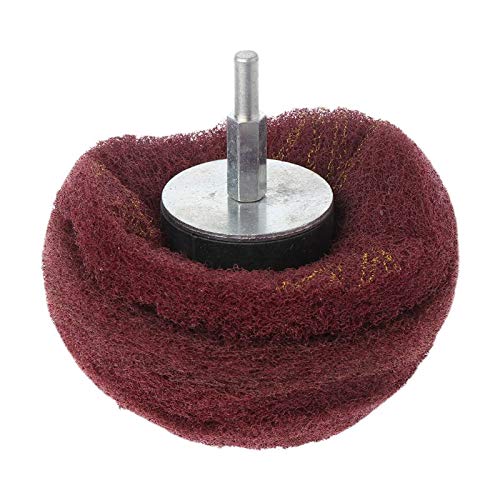 1Pc 6mm Shank Scouring Pad Grinding Head - Power Tool Accessories Nylon Fiber Polishing Wheel Grinder Brushes for Metal, Wood & Plastic - (50mm Red) - Perfect for Rust Removal, Surface Finishing & DIY Projects