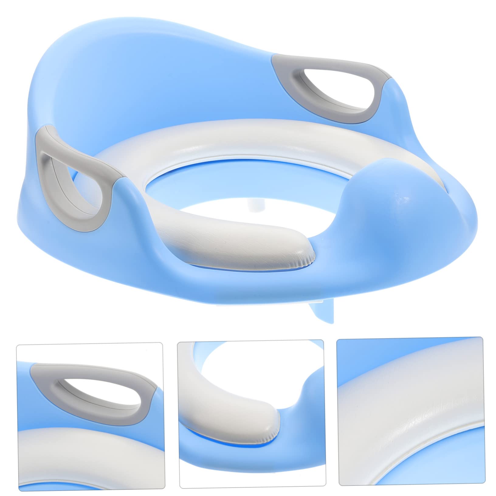 HEMOTON 1-Piece Soft PU Blue Toilet Trainer Seat Ring - Non-Slip Potty Training Cover for Toddlers & Kids | Perfect for Home, Travel & Daycare Use