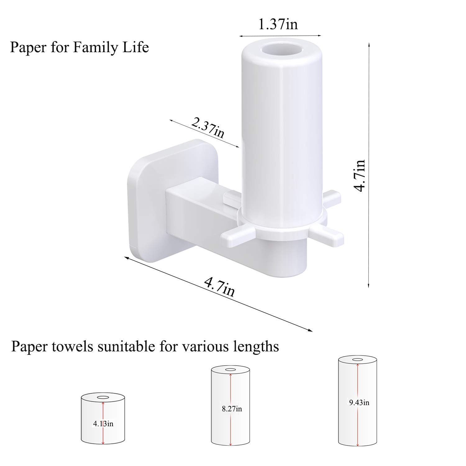 Self Adhesive Toilet Paper Holder - No Drill Bathroom Tissue Roll Stand with Strong Adhesive, Easy Installation (White) - Perfect for Small Bathrooms, RVs, Apartments & Dorm Rooms