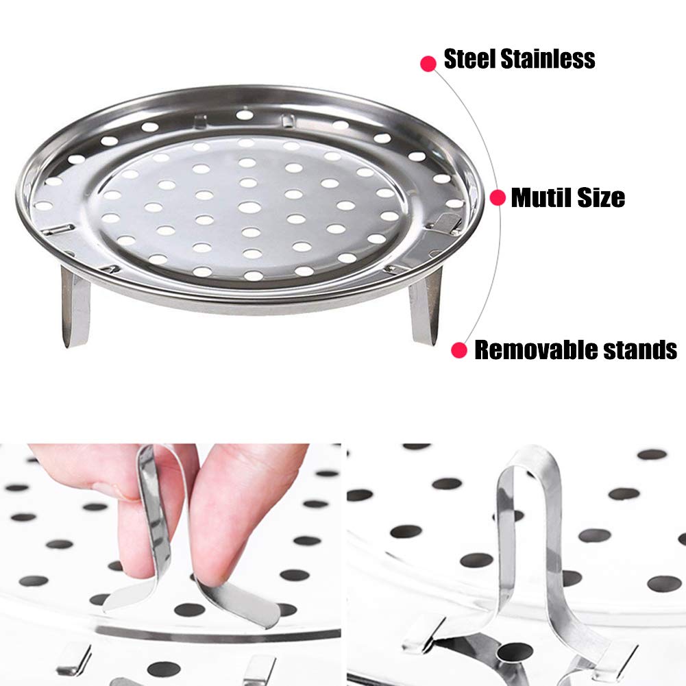 Stainless Steel Steamer Rack Set - 3 Pack with Clip (7.6