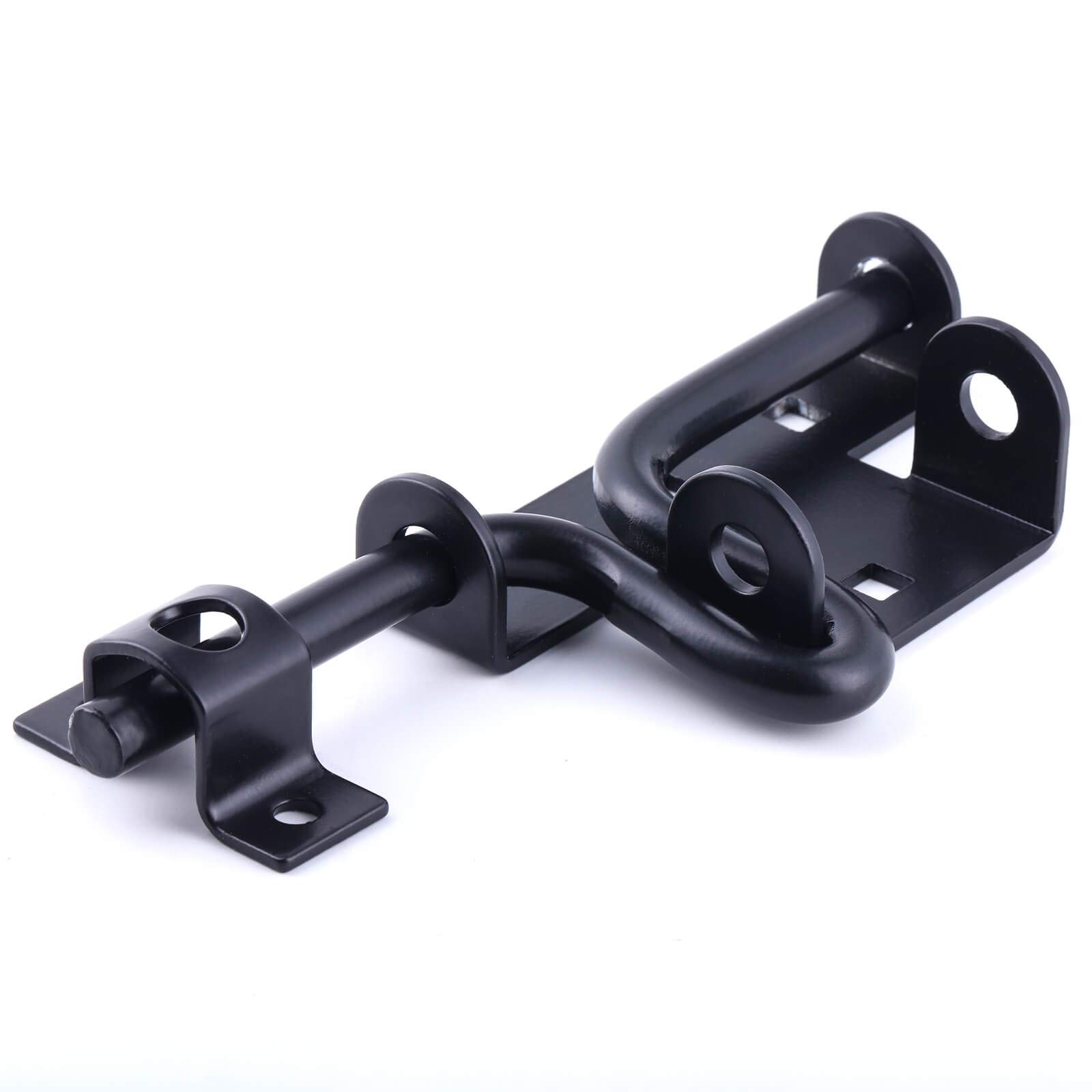 2 Pack Heavy Duty Sliding Bolt Gate Latch - Black Reinforced Metal Door Lock with Padlock Hole for Wooden Fence, Shed, Yard & Barn Doors | Secure Indoor & Outdoor Use for Homes, Farms & Storage Areas