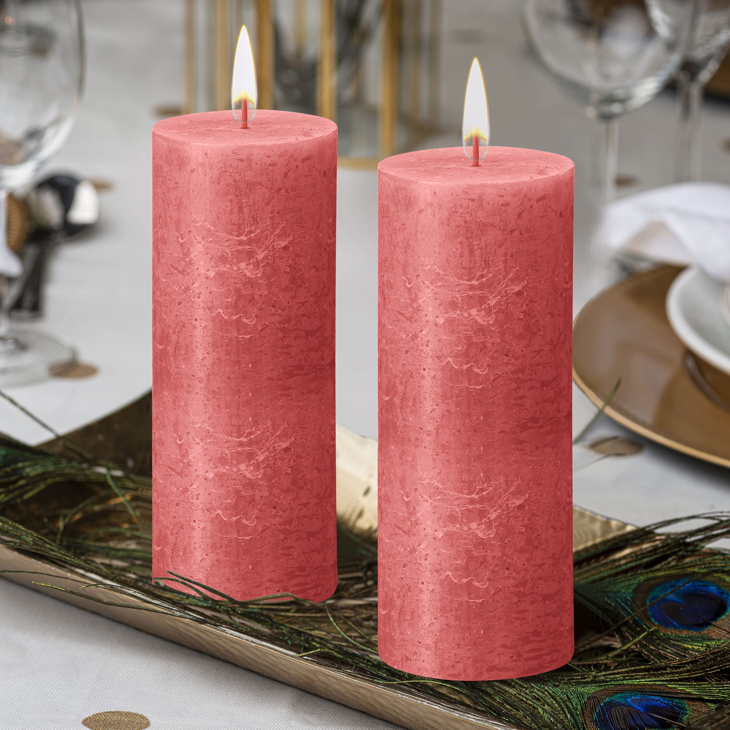 BOLSIUS 4-Pack Blossom Pink Rustic Pillar Candles - 2.75