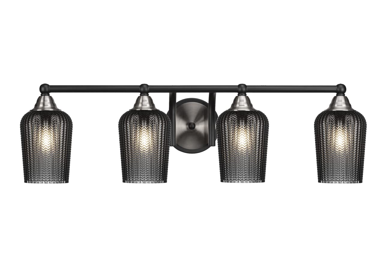 Toltec Lighting Paramount 4-Light Bathroom Vanity Light Bar in Matte Black & Brushed Nickel (3424-MBBN-4252) - Perfect for Modern Bathroom, Powder Room & Spa Lighting Upgrade