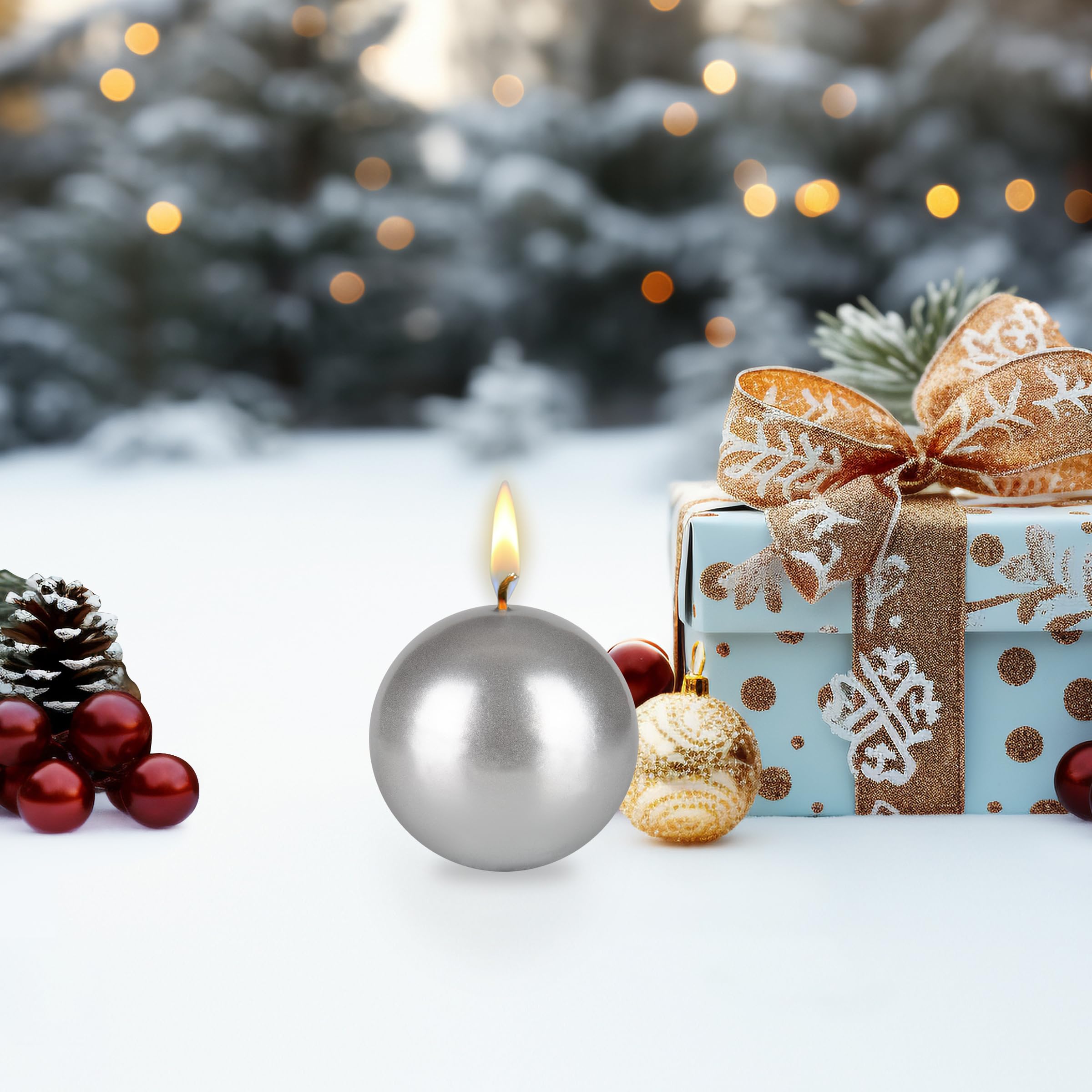 Metallic Ball Candles Set of 4 - Unscented 3
