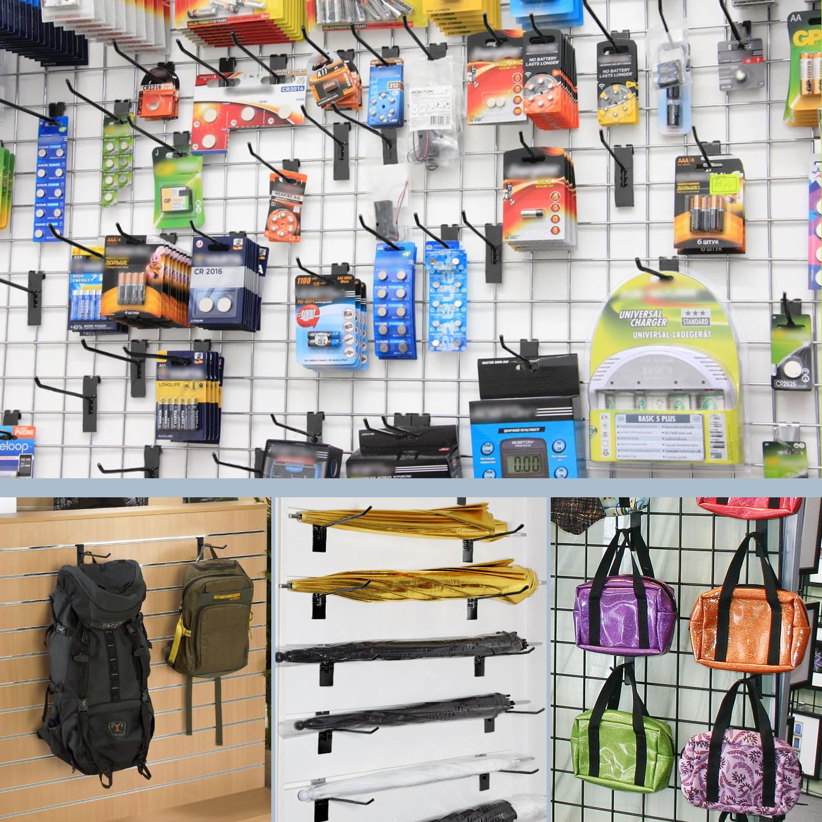 60 Pcs Heavy Duty Gridwall Hooks - 4 Inch Black Display Hooks for Wire Grid Wall Panels & Fixtures - Perfect for Retail Store, Boutique, and Trade Show Display Rack Hanging Storage