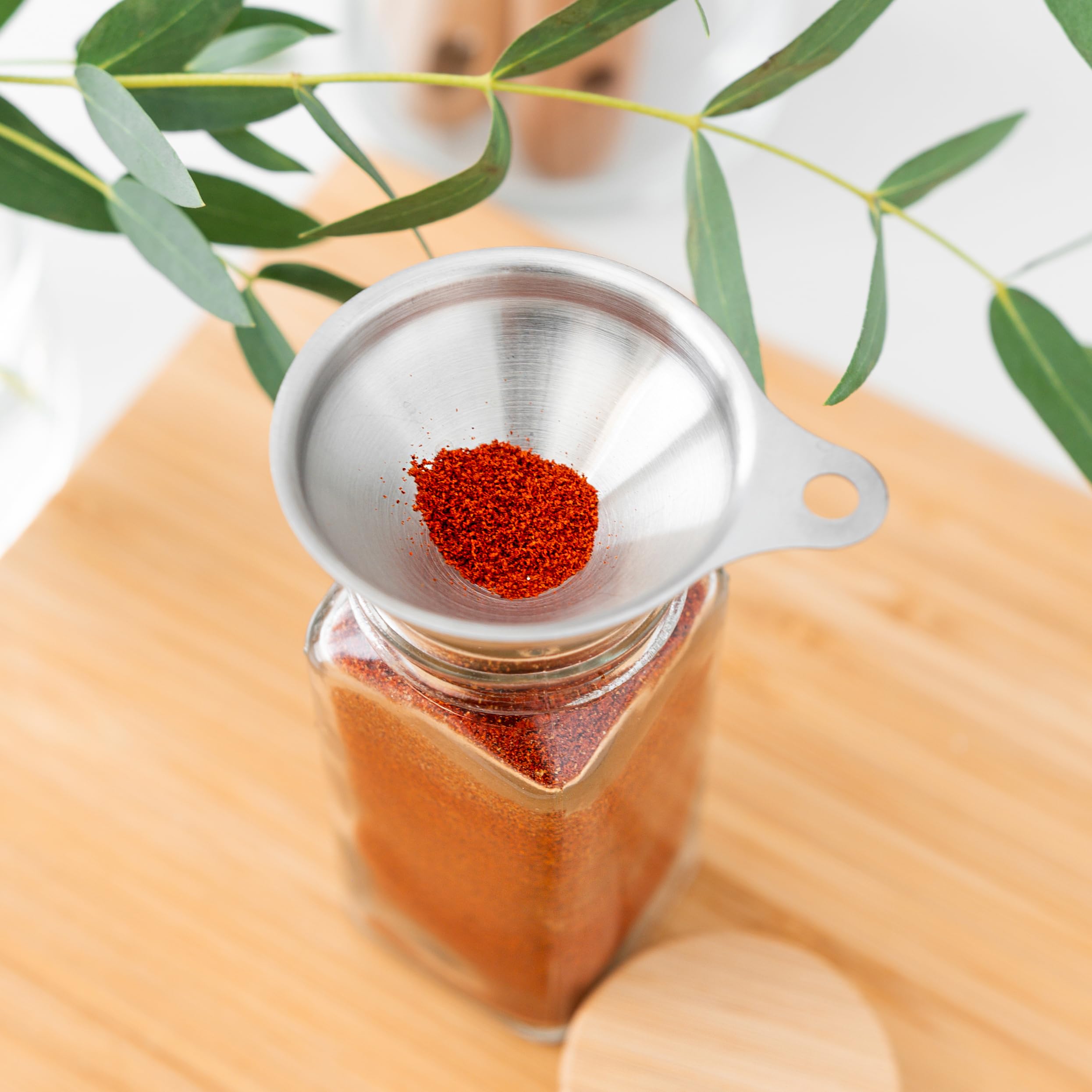 SAVVY & SORTED 24-Piece Glass Spice Jars Set with Bamboo Lids - 4oz Empty Herb & Seasoning Containers with 374 Spice Labels, Pepper Grinder, Funnel & Shaker Lids - Perfect for Kitchen Organization, Spice Storage & DIY Seasoning Gifts