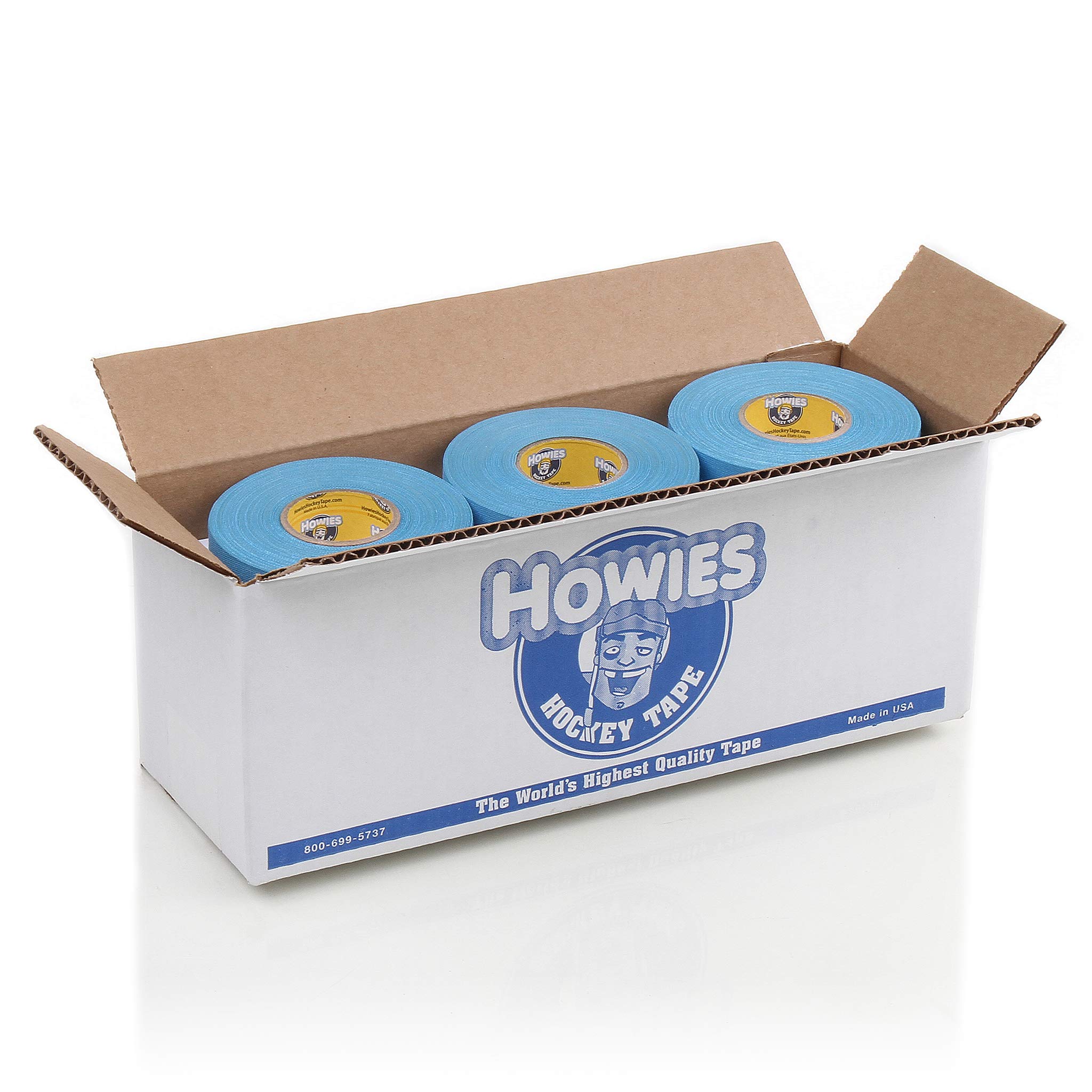 Howies Hockey Tape - 12 Pack Sky Blue Cloth Hockey Stick Grip Tape for Enhanced Control & Performance | Ideal for Ice Hockey, Street Hockey & Stick Handling Practice