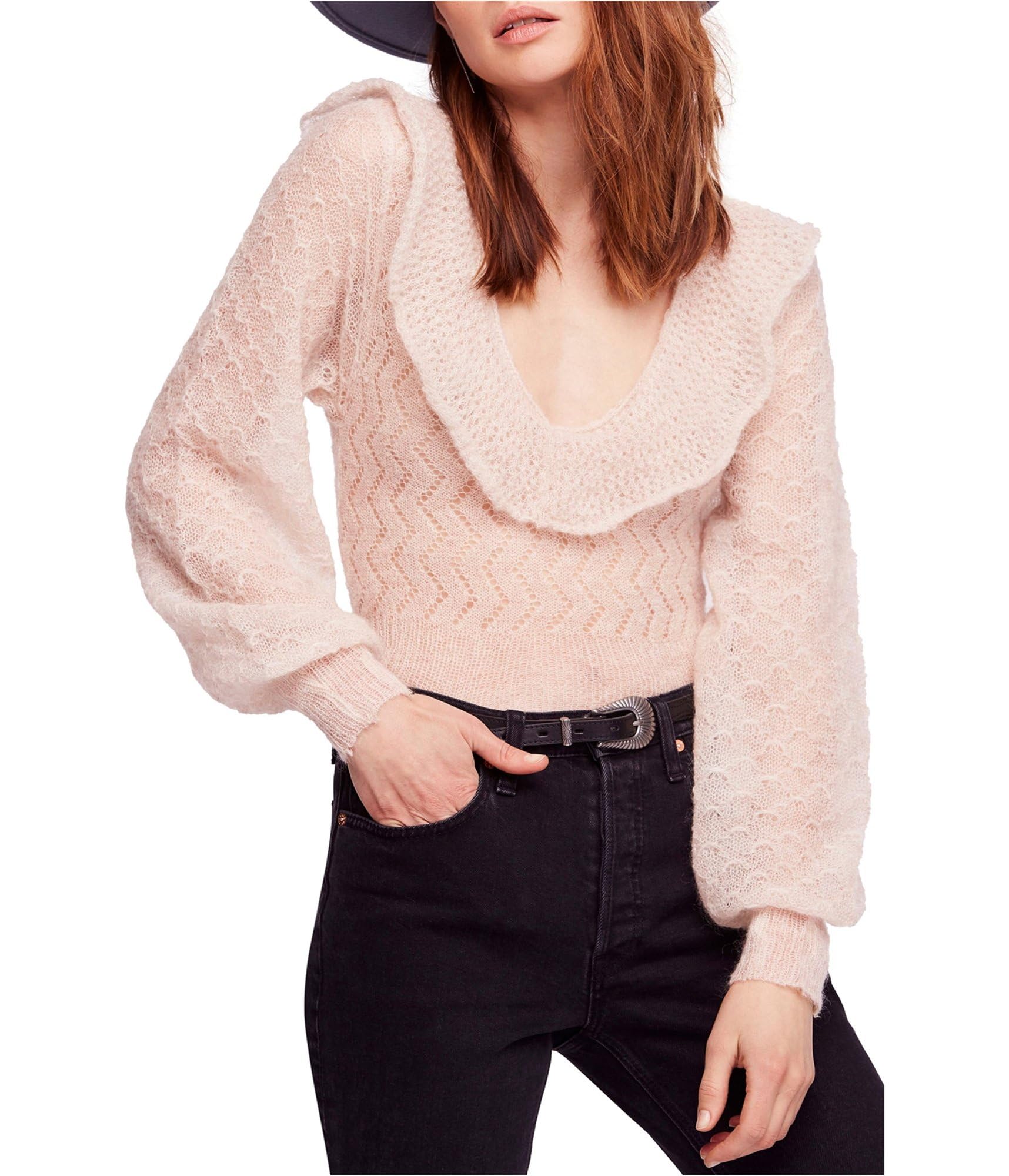 Free People Macaroon Sweater - Women's Ivory Knit Pullover (Medium) | Cozy Winter Fashion for Casual Outings & Coffee Dates