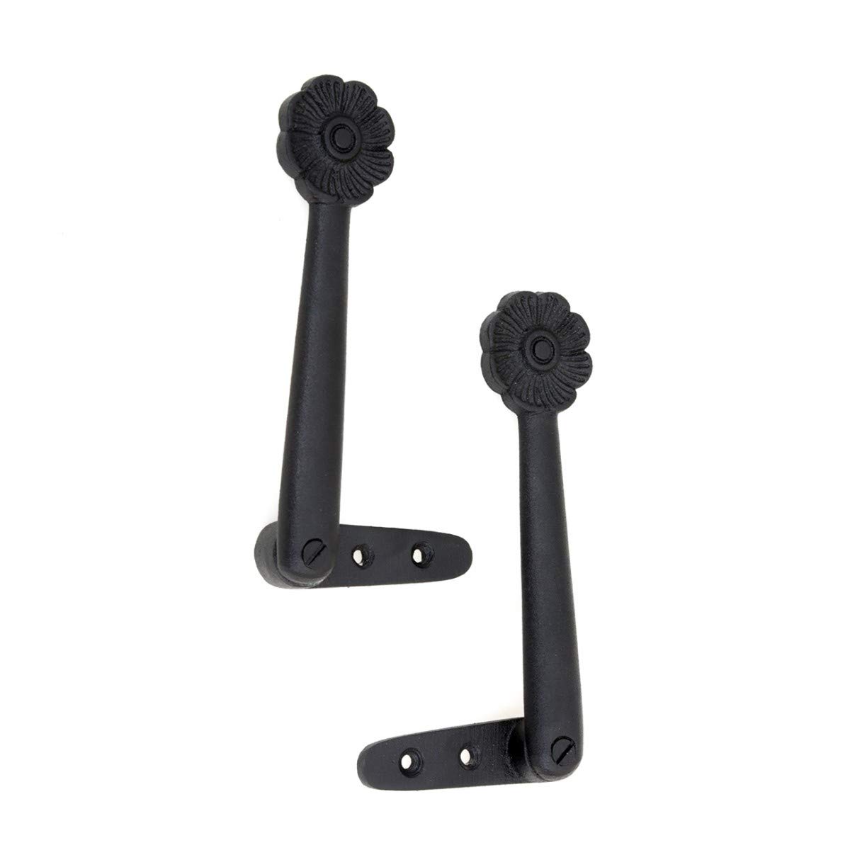 Black Stair Carpet Runner Holder Clips - 13 Pack with Mounting Hardware | Decorative Floral Design | 5 Inch Solid Aluminum with Powder Coat Finish | Perfect for Staircase Safety & Home Decor