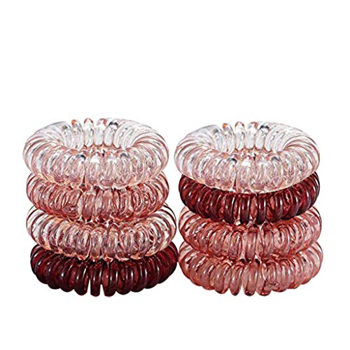 Dumanfs 8 Pack Spiral Hair Ties - No Crease Coil Hair Bands, Telephone Cord Hair Rings for Women & Girls (Perfect for Workouts, Yoga, School & Everyday Styling)