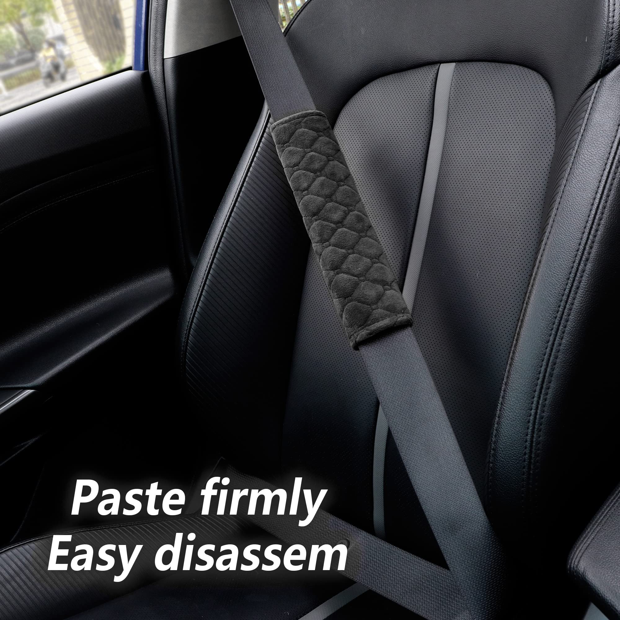 Turcee 2 Pack Soft Car Seat Belt Covers - Anti-Friction Comfortable Driving Accessories for Men, Women & Kids - Universal Fit for All Vehicles - Perfect for Long Road Trips & Daily Commute (Black)