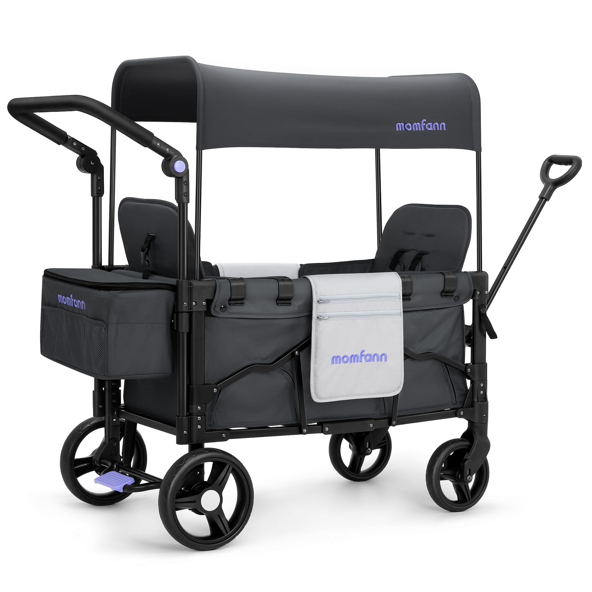 **All-Terrain Stroller Wagon for Kids & Toddlers – 2-Seater Baby Wagon with Canopy, Adjustable Handle & Parent Organizer – Perfect for Outdoor Adventures, Park Visits & Family Travel (Gray)**