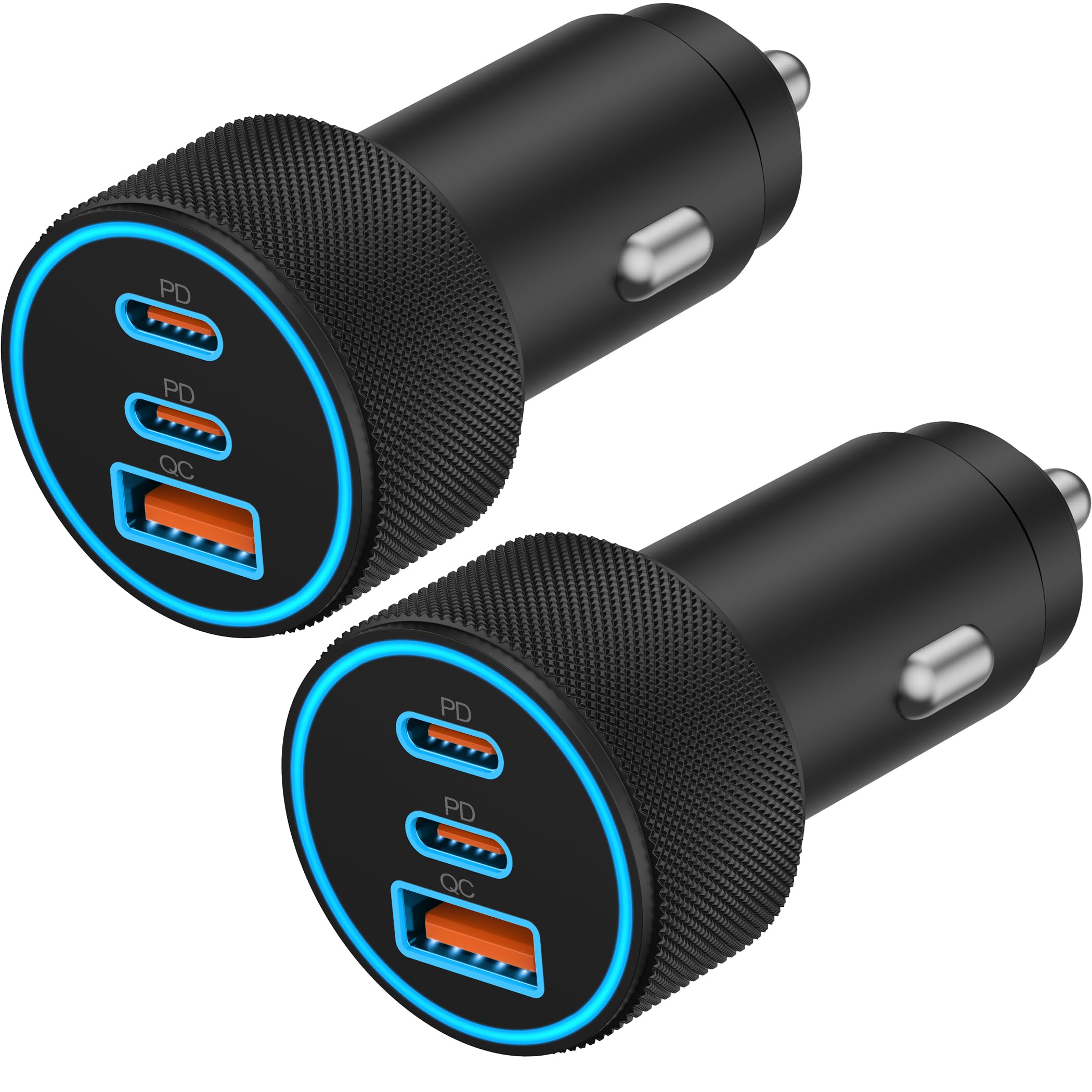 67W 3-Port USB C Car Charger for iPhone, Samsung, Android - Fast Charging On The Go