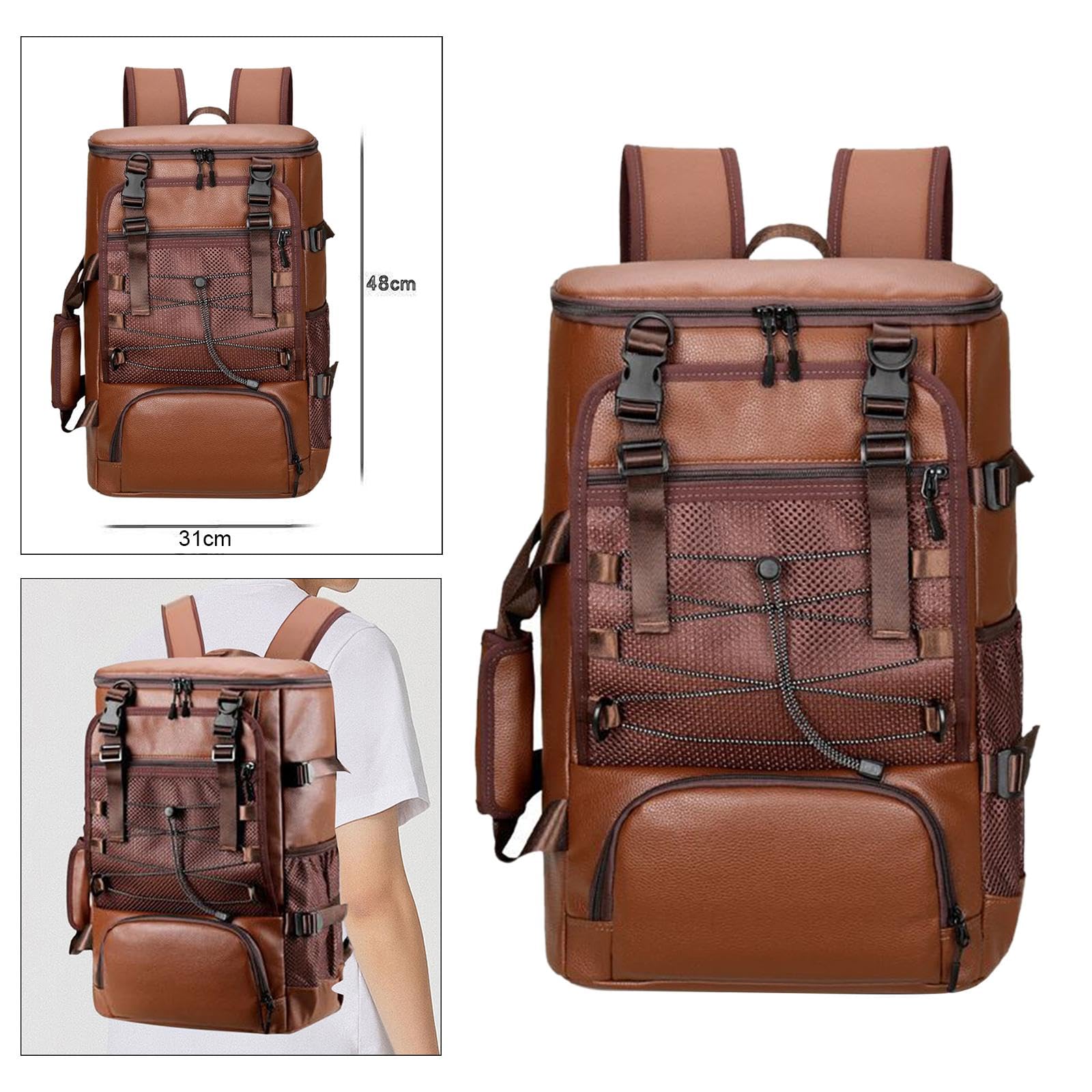 Premium PU Leather Skateboard Backpack for Men - Durable Longboard & Laptop Bag - Perfect for Commuting, School & Skate Park Adventures