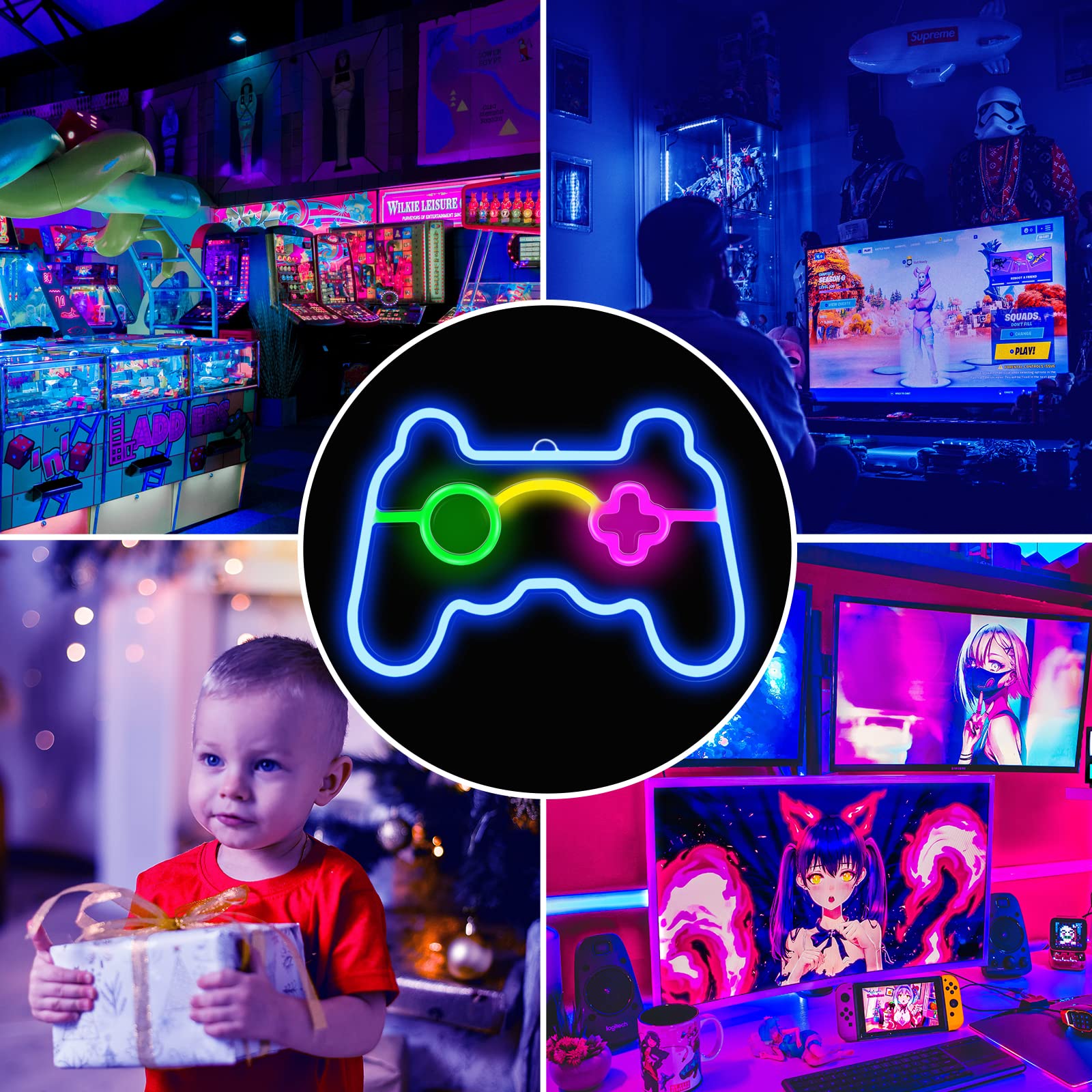 Game Controller LED Neon Sign - Custom Gamer Room Wall Decor, Gaming Bedroom Light for Boys & Teens - Perfect for Gaming Zone, Party Decoration & Man Cave